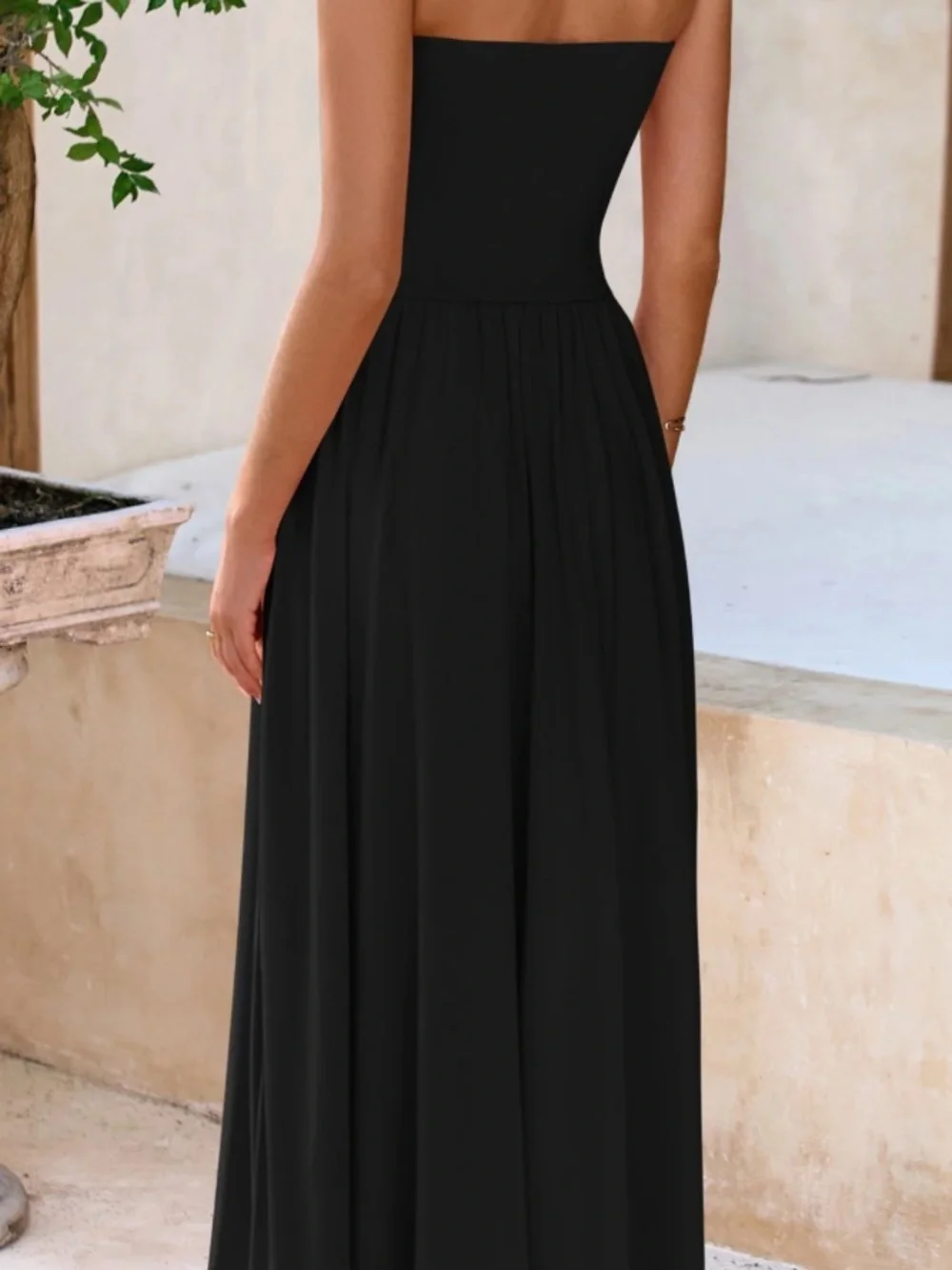 Sleek Strapless Black Maxi Dress with pockets Size Small - Picture 3 of 8